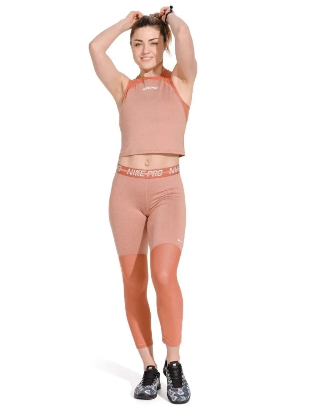 Nike Pro Dusty Peach Two Piece Leggings Tank Top Set Women’s Small